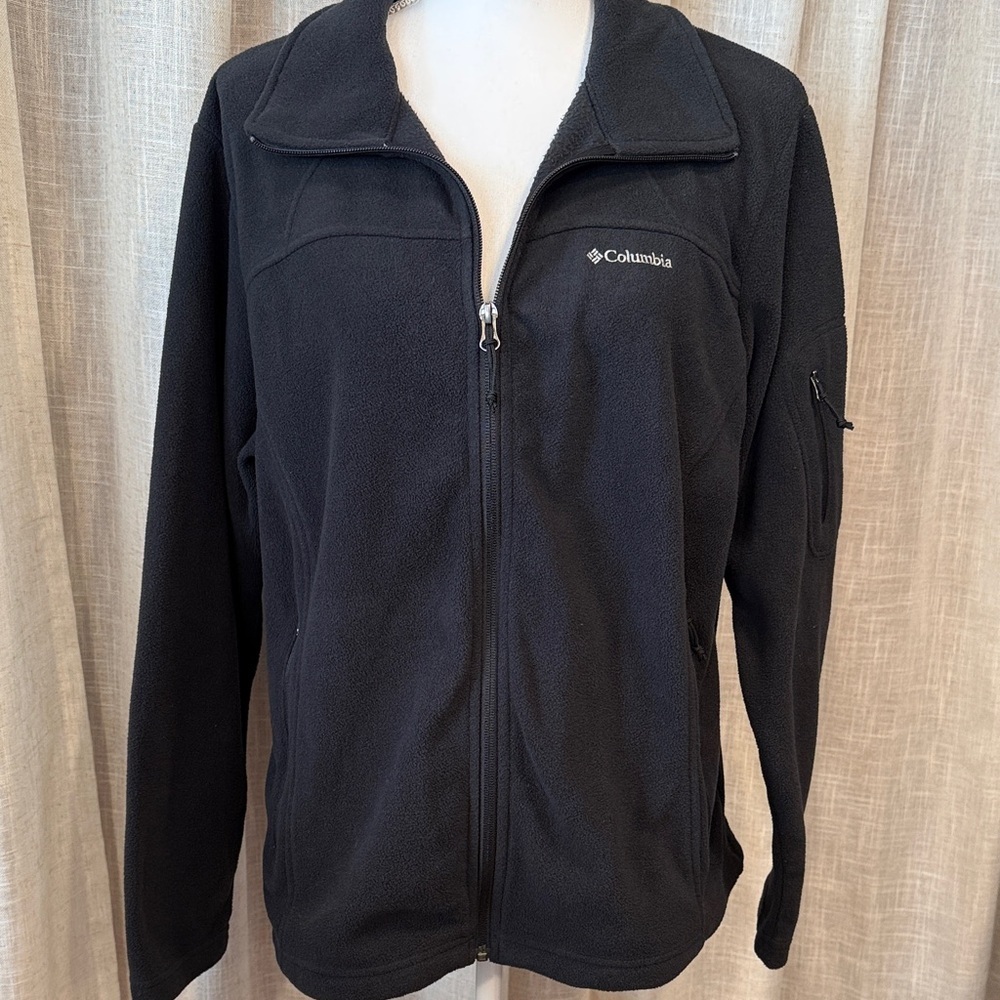 Columbia Black Full Zip Fleece Jacket Women’s 1X Outdoor Lightweight Zip Up